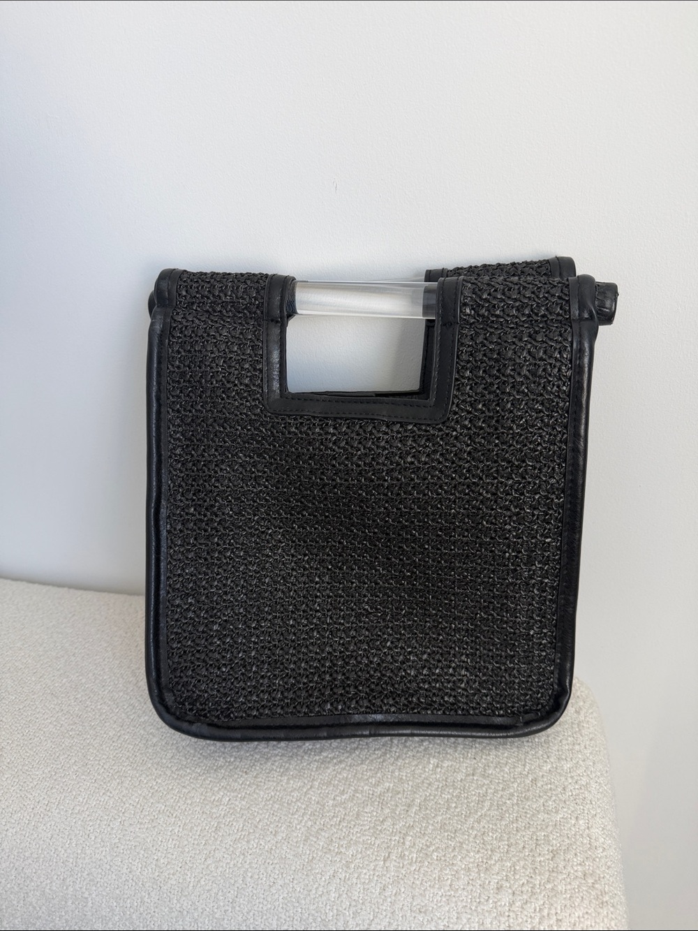 BEIS Black Woven Crossbody with Clear Handle Accent